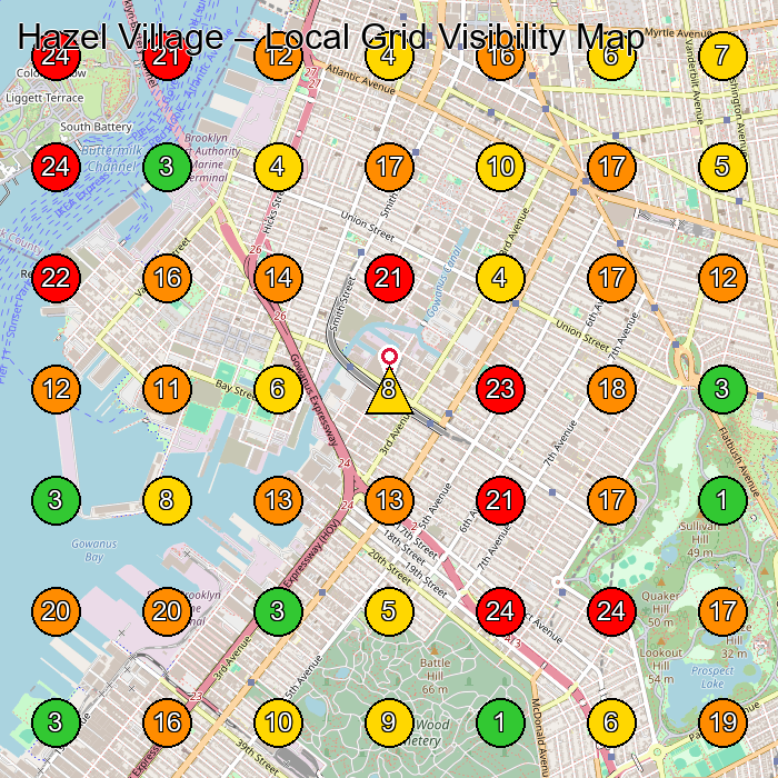 Hazel Village Toy Manufacturer GeoGrid ranking map for Brooklyn NY